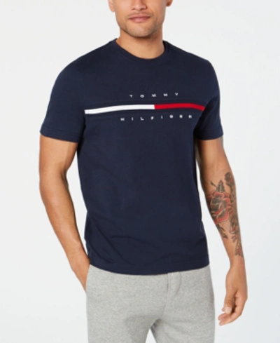 Tommy Hilfiger Adaptive Men's Tino T-shirt With Magnetic Closure At Shoulders In Blue