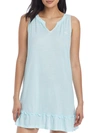 Lauren Ralph Lauren Sleeveless Flounce Knit Short Gown In Turquoise Stripe