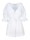 SELF-PORTRAIT SELF PORTRAIT BRODERIE ANGLAISE V NECKLINE PLAYSUIT,PF21047JCLWHITE