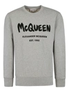 Alexander Mcqueen Graffiti-print Crew-neck Sweatshirt In Pale Grey/black