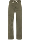 Paige Womens Vintage Oak Moss Arellia Drawstring Stretch-cotton Trousers In Green