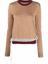 MAISON MARGIELA CONTRAST-TRIM LONG-SLEEVE KNITTED TOP