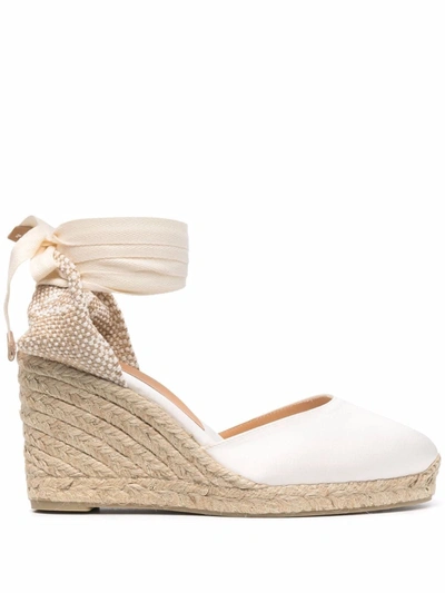 Castaã±er Carina Espadrille In White Canvas With Wedge