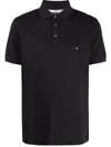 Tommy Hilfiger Logo-patch Short-sleeved Polo Shirt In Schwarz