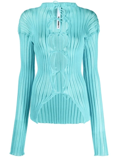 A. Roege Hove Ribbed-knit Tie-fastening Cardigan In Blau