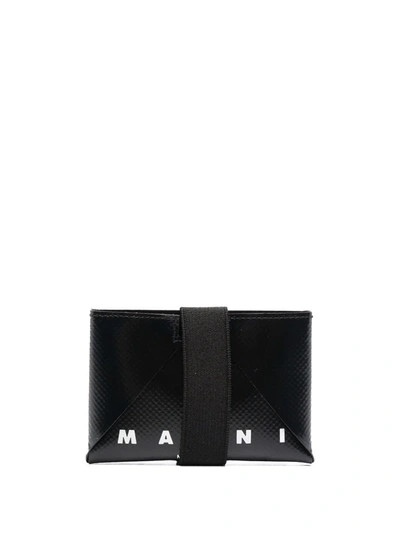 Marni Origami Logo-print Cardholder In Blau