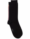 Paul Smith Striped Knit Socks In 黑色