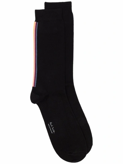 Paul Smith Striped Knit Socks In 黑色