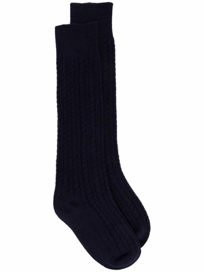 Eleventy Ribbed Knitted Socks In 蓝色