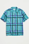 Urban Outfitters Uo Madras Grid Seersucker Shirt In Blue