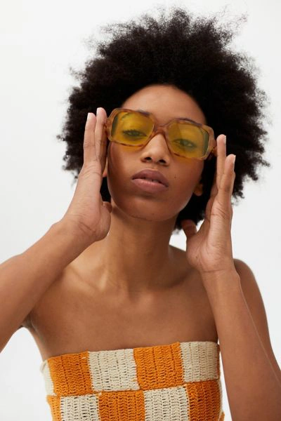 Urban Outfitters Ash Translucent Rectangle Sunglasses In Yellow