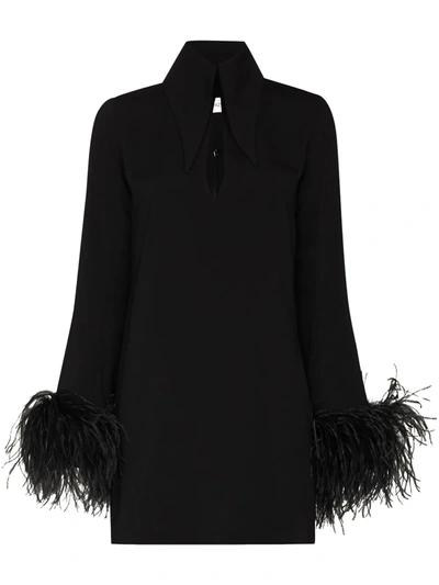 16arlington Michelle Feather-embellished Mini Dress In Black