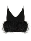 16arlington Poppy Cropped Feather-trimmed Crepe Camisole In Black