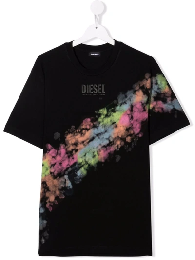 Diesel Teen Abstract-print T-shirt In Black
