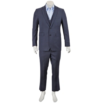 Burberry Mens Bright Navy Classic Fit Check Wool Three-piece Suit In Blue