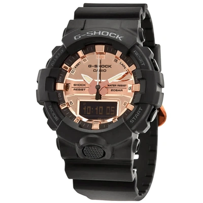 Casio G-shock Perpetual Alarm World Time Chronograph Quartz Analog-digital Rose Gold Dial Mens Watch Ga-80 In Black,gold Tone,pink,rose Gold Tone