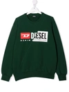 Diesel Crewneck Sweatshirt In Cotton With Logo In 绿色