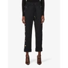 Balmain Button-embellished Straight-leg High-rise Cotton-jersey Trousers In Noir