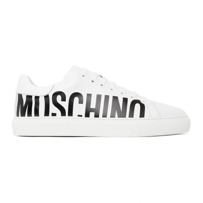 Moschino Signature White Leather Men's Sneakers