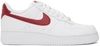 NIKE WHITE & RED AIR FORCE 1 '07 SNEAKERS