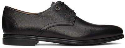 Ferragamo Derby In Classic Smooth Leather With Rubber Sole In Black