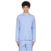 Tekla Organic Cotton Poplin Button-up Pajama Shirt In Blue