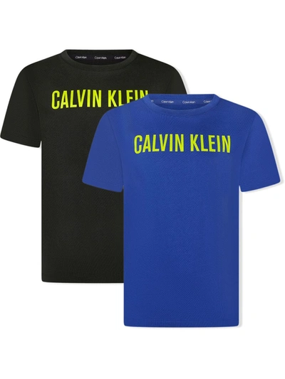 Calvin Klein Kids' Organic Cotton Logo-print T-shirt Set In Blue
