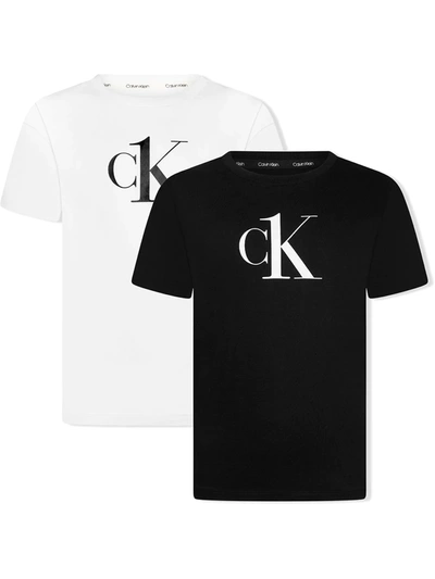 Calvin Klein Kids' Logo-print T-shirt Set In White