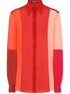 Dolce & Gabbana Multi-colored Georgette Patchwork Shirt In Red