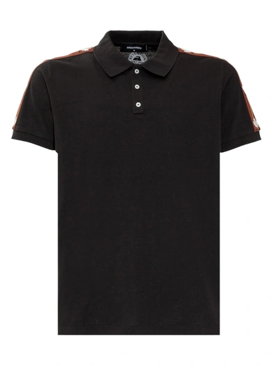 Dsquared2 Men's Tennis Polo Shirt W/ Logo Taping In Black