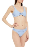 Heidi Klein Bora Bora Bow-detailed Ribbed Bikini Top In Light Blue