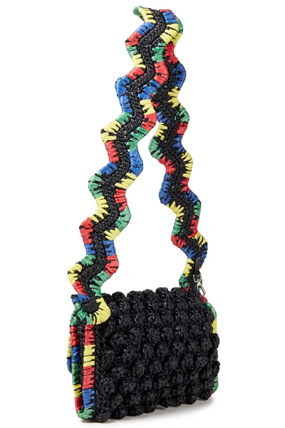 M Missoni Crocheted Faux Raffia Shoulder Bag In Black | ModeSens
