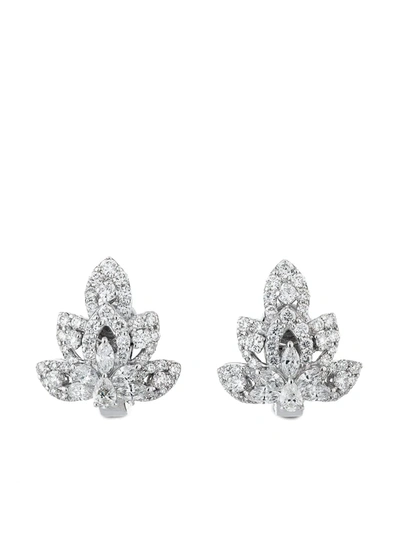 Yeprem 18kt White Gold Pear Diamond Earrings In Silver