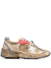 Golden Goose Running Sole Distressed-effect Sneakers In Gold