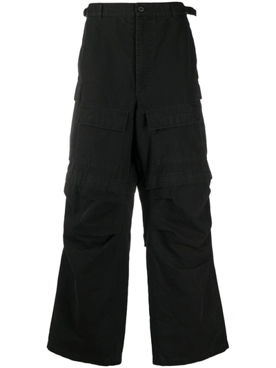 Balenciaga Men's Wide-leg Tech Cargo Pants In Black | ModeSens