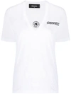 DSQUARED2 WHITE LOGO-PRINT V-NECK,A88F4846-FF56-CF75-0E15-CE2AC34A6019