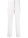 Stella Mccartney Grey Straight-leg Cropped Wool Trousers In White