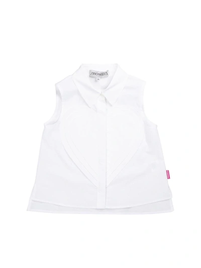 Simonetta Kids' Shirt With Embroidered Heart In White