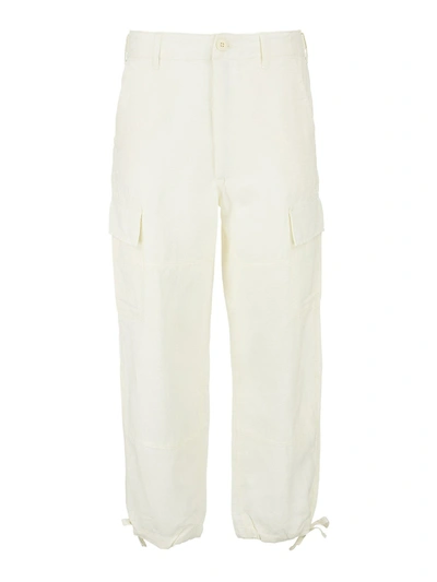 Ralph Lauren Silk-blend Cargo Trousers In Cream