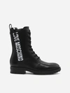 LOVE MOSCHINO LEATHER ANKLE BOOTS WITH CONTRASTING LOGO BAND,JA24184G1DIA0 -000