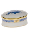 HEREND CHINESE BOUQUET BLUE OVAL BOX,PROD153370102