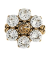 Gucci Crystal Embellished Double G Ring In Gold