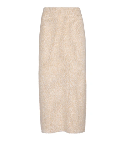 The Row Caluso Ribbed Cashmere And Silk-blend Bouclé Maxi Skirt In Neutrals