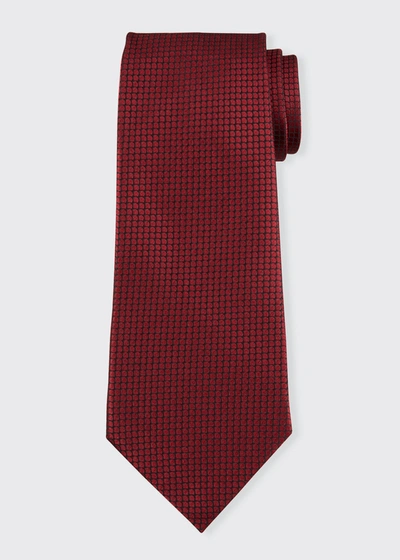 Ermenegildo Zegna Men's Micro-pattern Solid Tie In Dk Red Fan