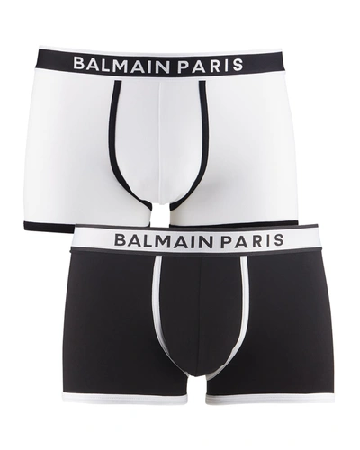Balmain Logo裤腰四角裤（两件装） In White