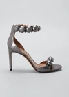 Alaïa Bombe Stud Metallic Ankle-wrap High-heel Sandals In 812 Cendre