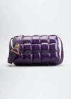 Bottega Veneta Padded Cassette Patent Leather Crossbody Bag In Purple