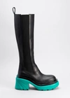 Bottega Veneta Flash Colour-blocked Leather Knee-high Boots In Neroargill