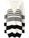 Proenza Schouler White Label Lofty Striped Oversized V-neck Sweater In White