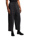 Balenciaga Men's Faded Cotton Terry Raw-hem Cropped Sweatpants In Noir